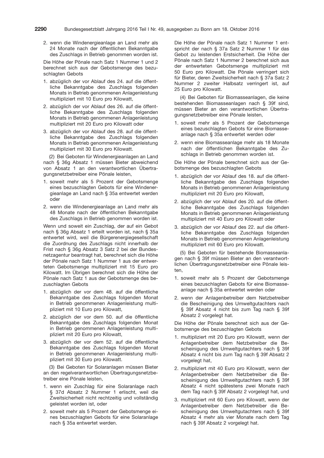 BGBl. 2016, Seite 2290 — Originalseite als Abbildung
