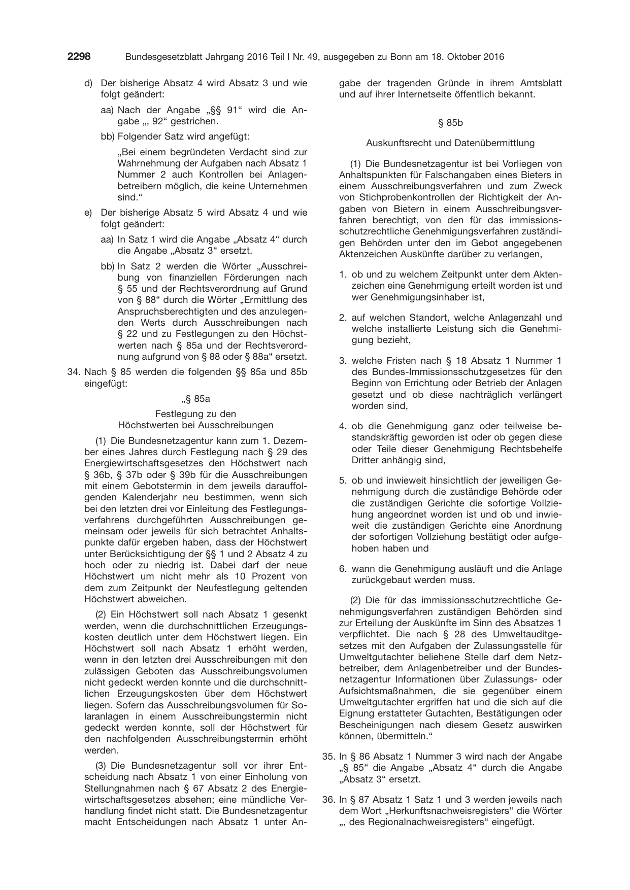 BGBl. 2016, Seite 2298 — Originalseite als Abbildung