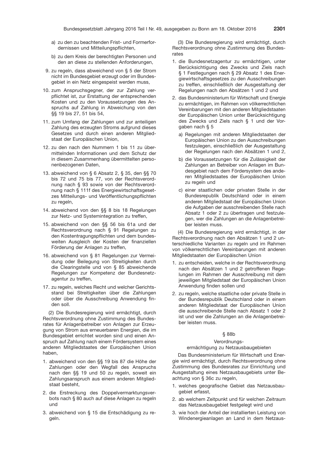 BGBl. 2016, Seite 2301 — Originalseite als Abbildung