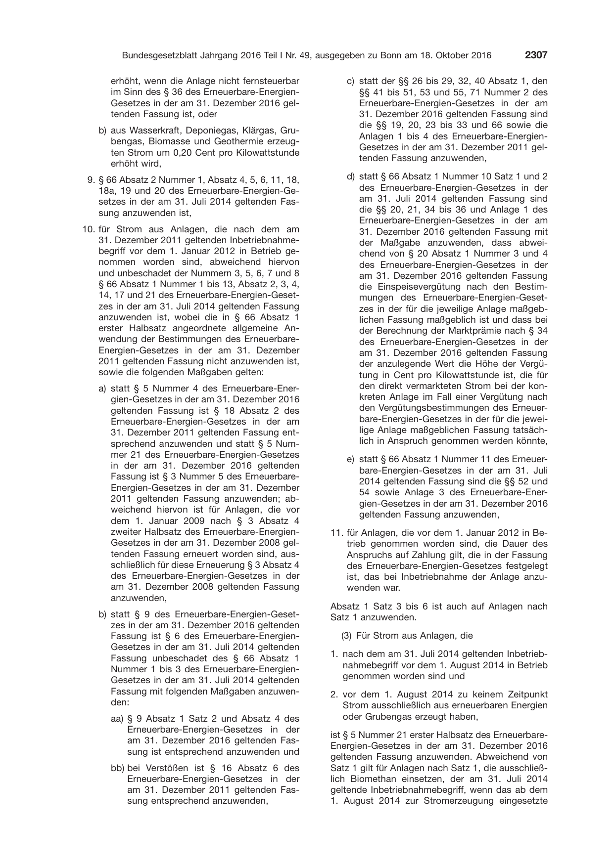BGBl. 2016, Seite 2307 — Originalseite als Abbildung
