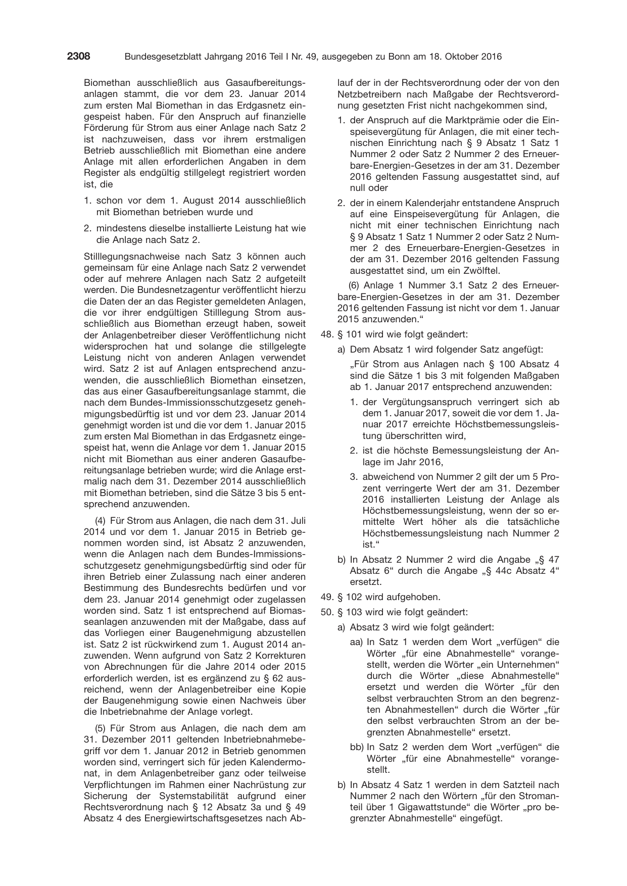 BGBl. 2016, Seite 2308 — Originalseite als Abbildung