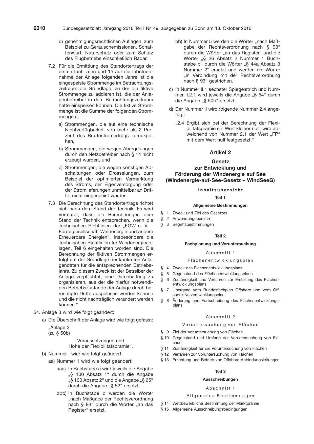 BGBl. 2016, Seite 2310 — Originalseite als Abbildung