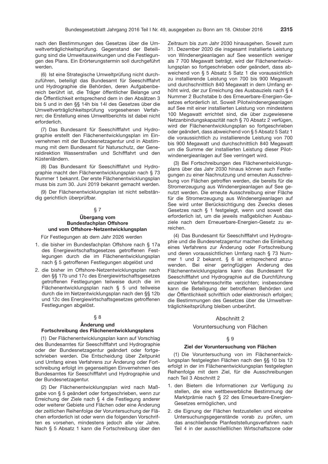 BGBl. 2016, Seite 2315 — Originalseite als Abbildung