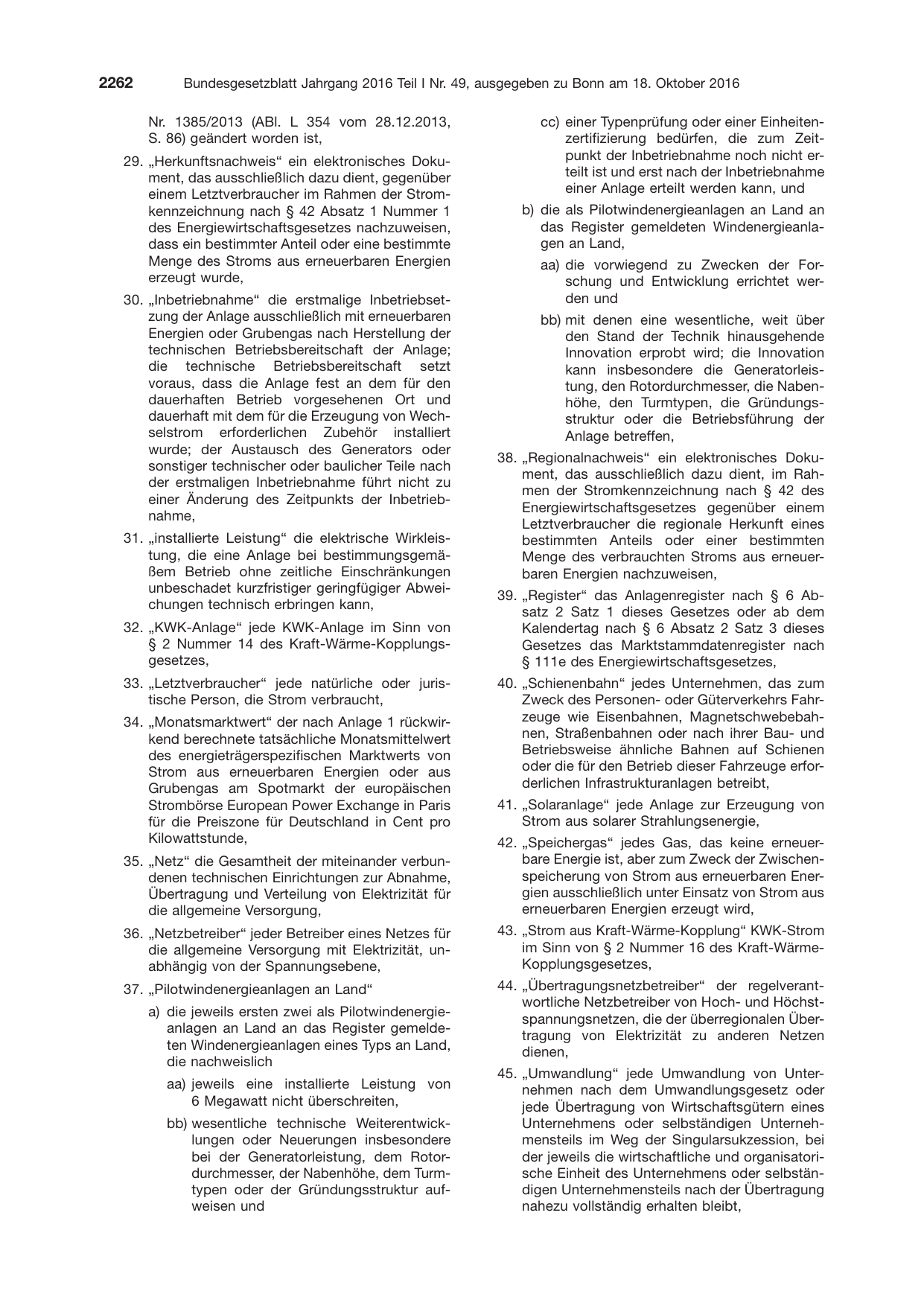 BGBl. 2016, Seite 2262 — Originalseite als Abbildung