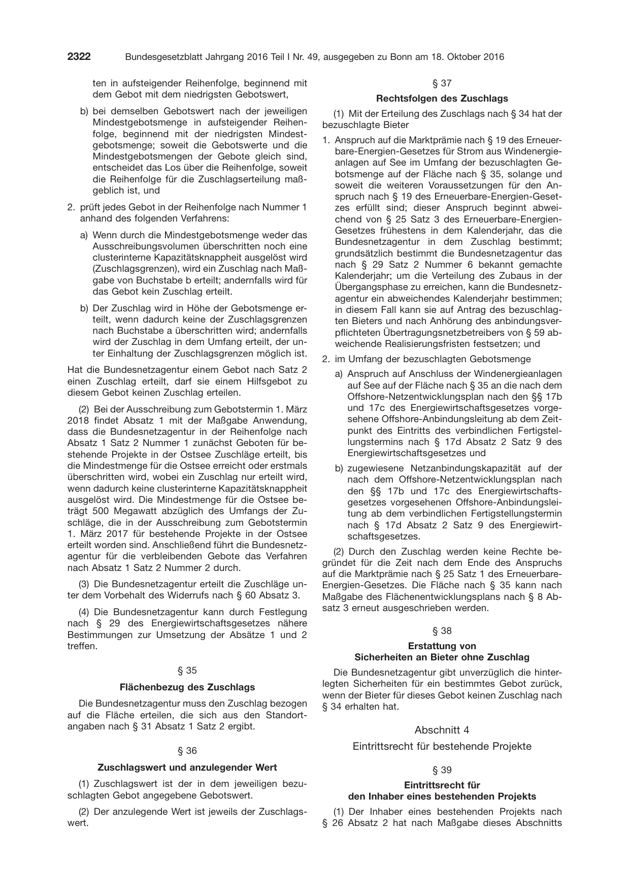 BGBl. 2016, Seite 2322 — Originalseite als Abbildung