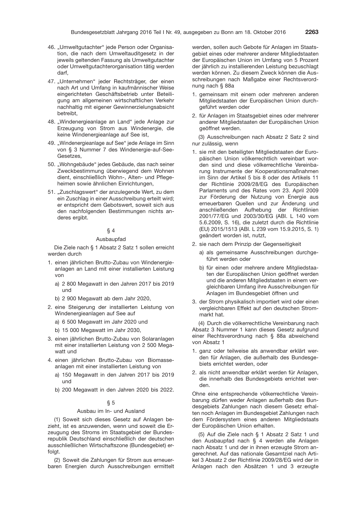 BGBl. 2016, Seite 2263 — Originalseite als Abbildung