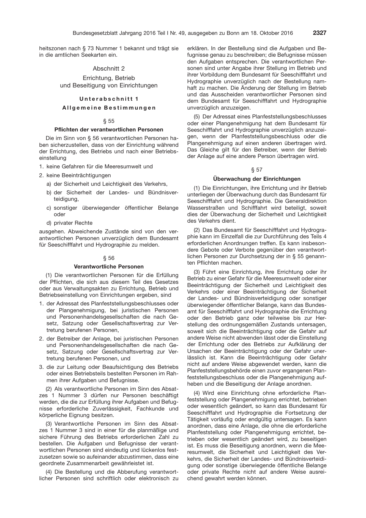 BGBl. 2016, Seite 2327 — Originalseite als Abbildung