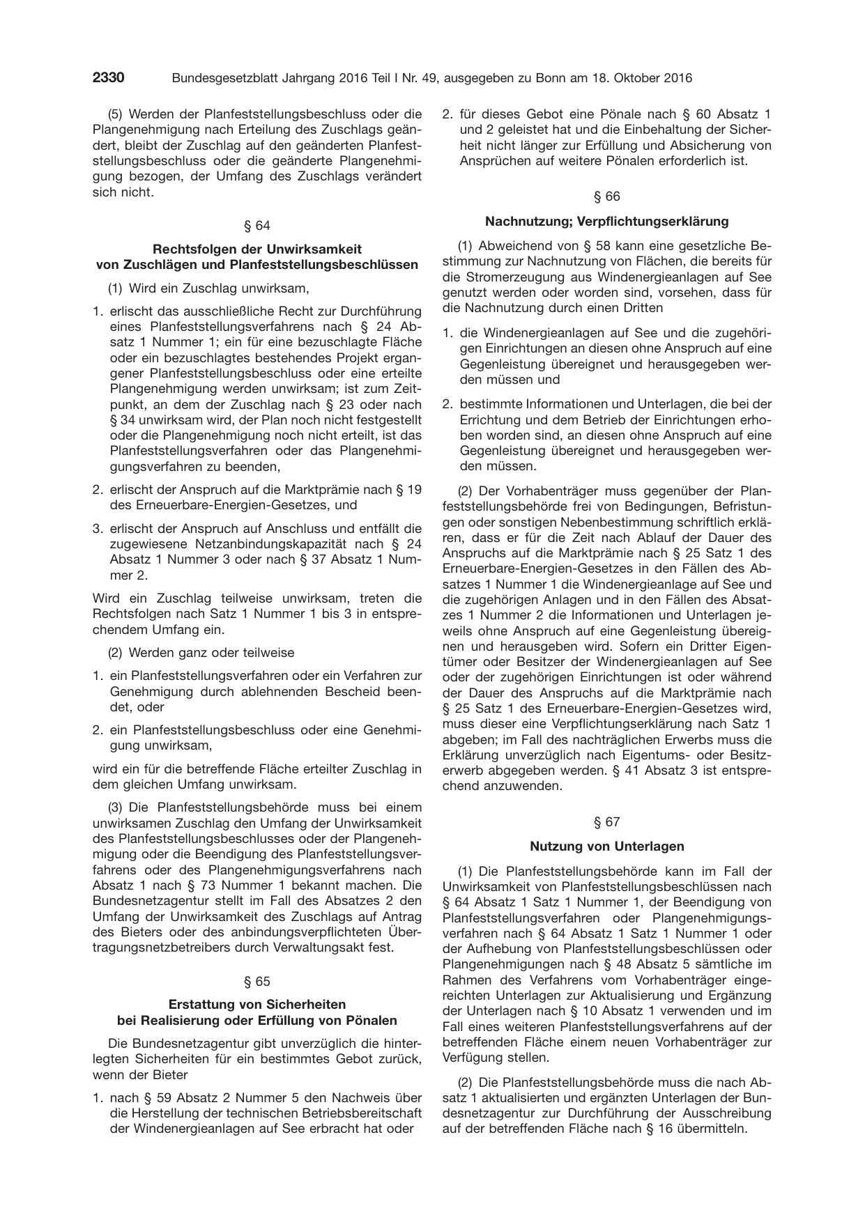 BGBl. 2016, Seite 2330 — Originalseite als Abbildung