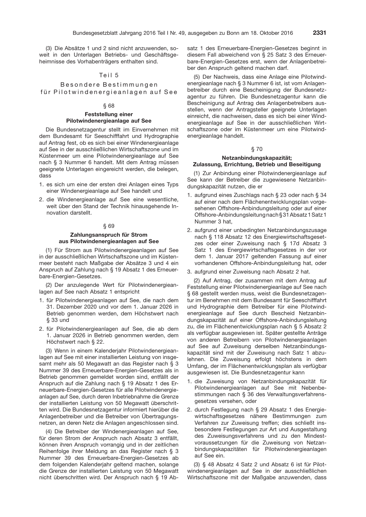 BGBl. 2016, Seite 2331 — Originalseite als Abbildung
