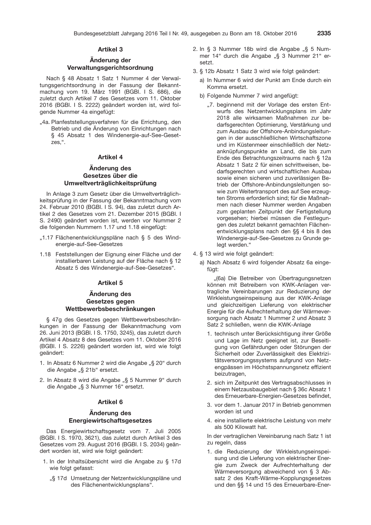BGBl. 2016, Seite 2335 — Originalseite als Abbildung