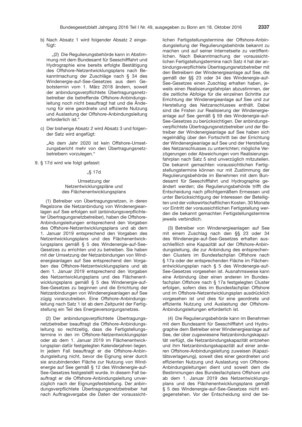 BGBl. 2016, Seite 2337 — Originalseite als Abbildung