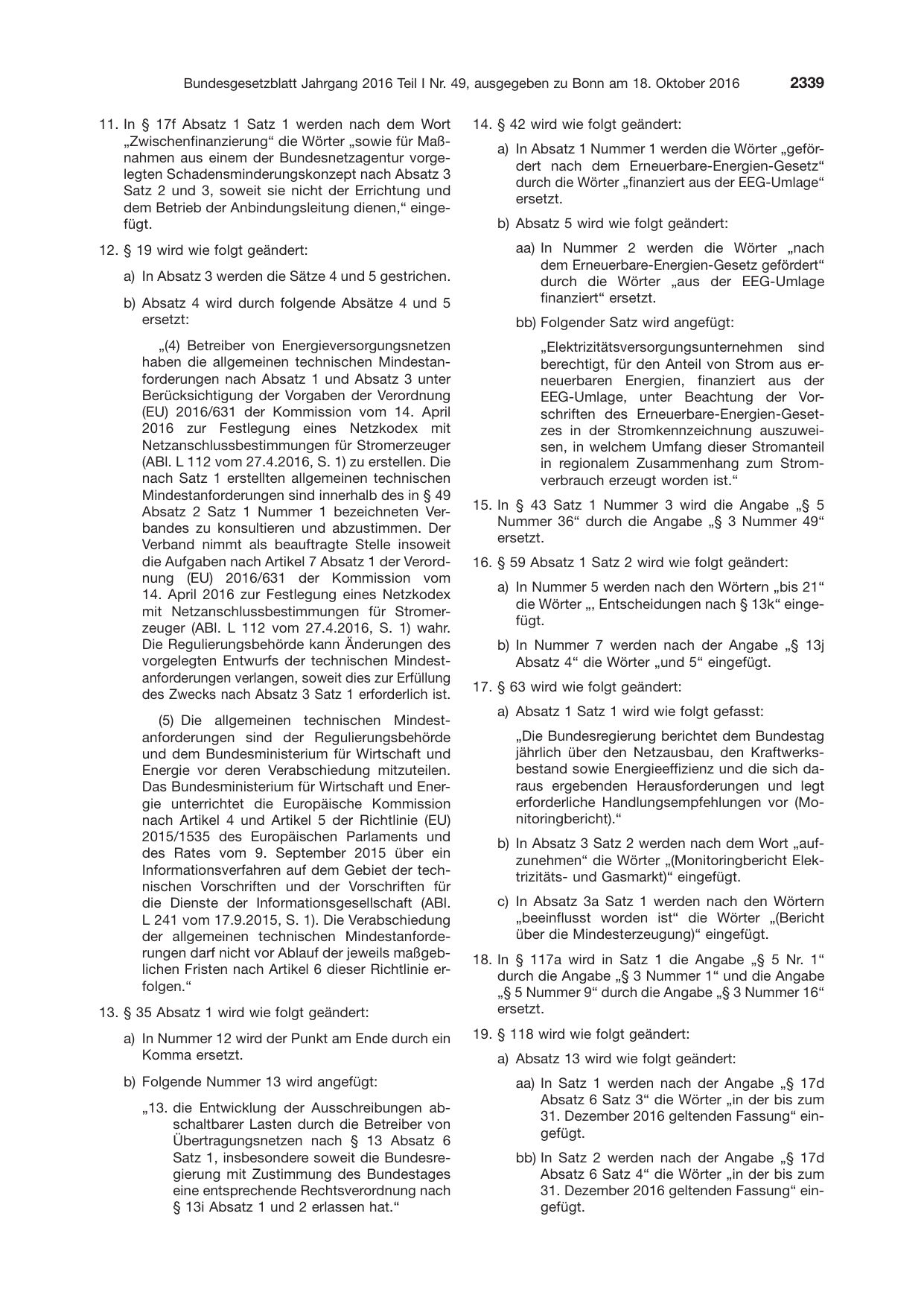 BGBl. 2016, Seite 2339 — Originalseite als Abbildung