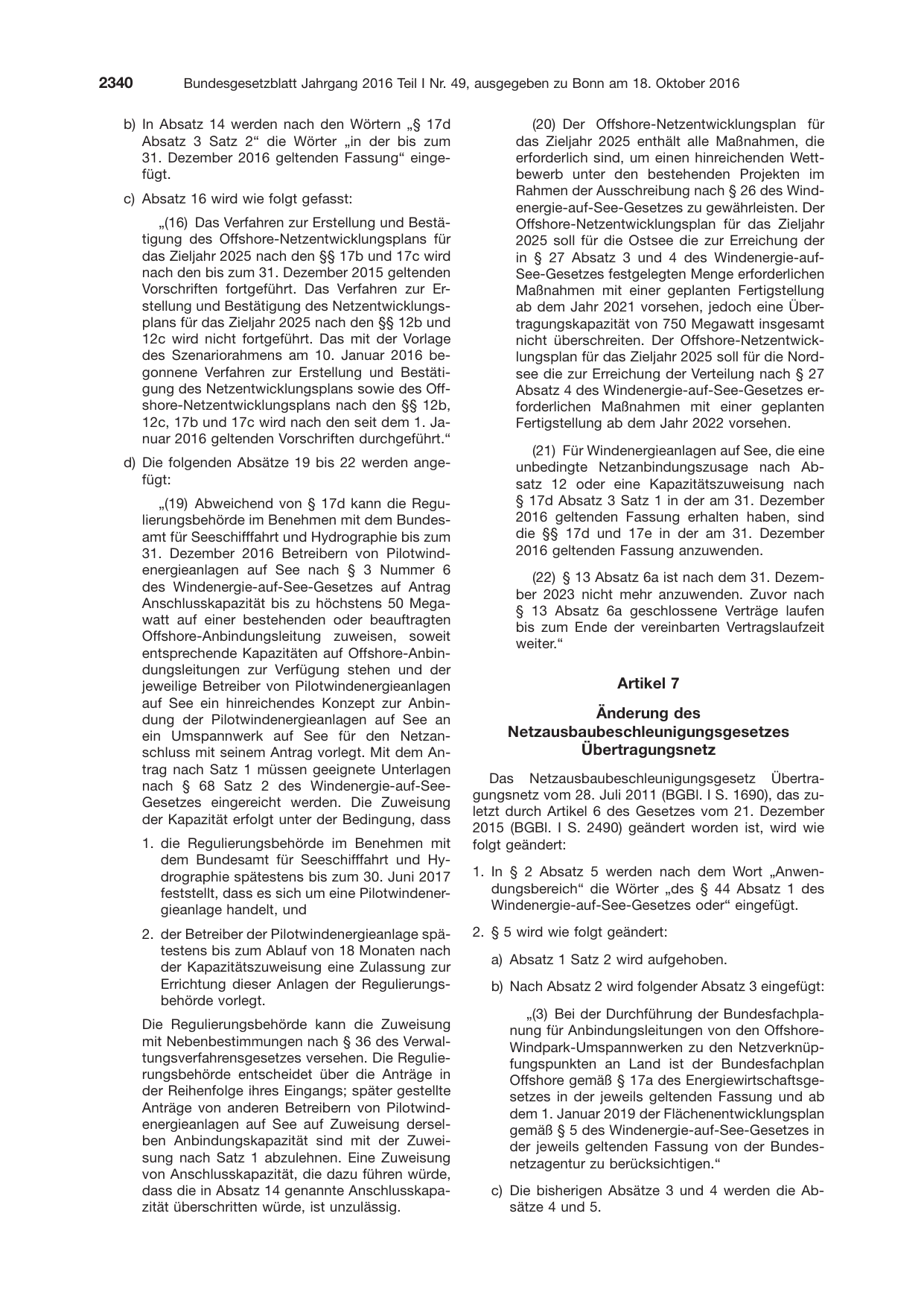 BGBl. 2016, Seite 2340 — Originalseite als Abbildung
