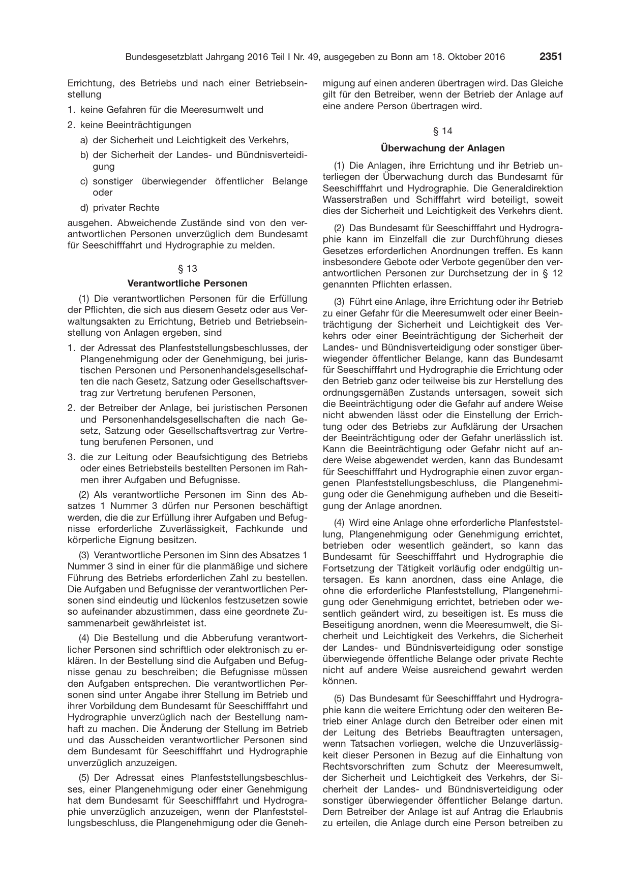 BGBl. 2016, Seite 2351 — Originalseite als Abbildung