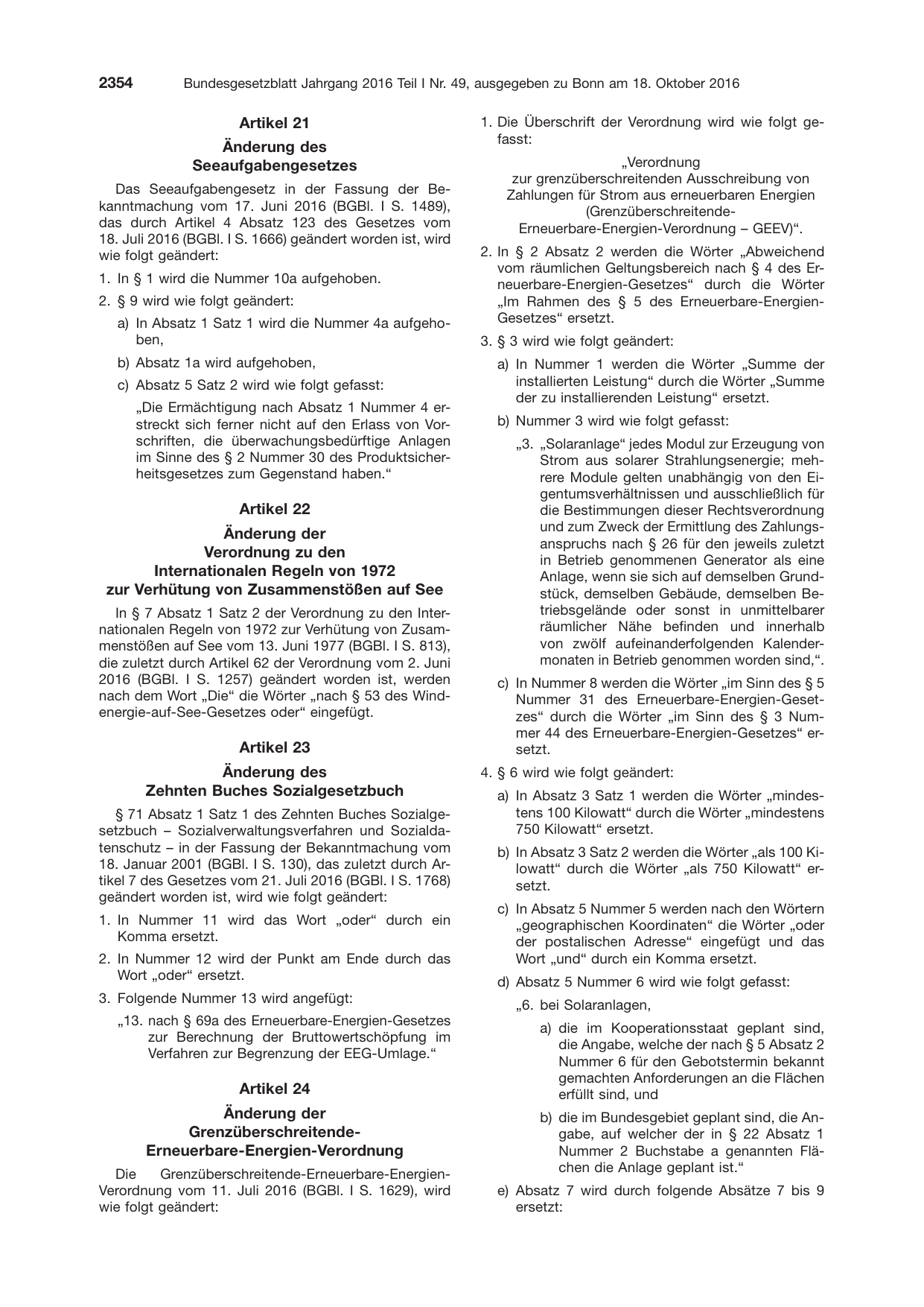 BGBl. 2016, Seite 2354 — Originalseite als Abbildung