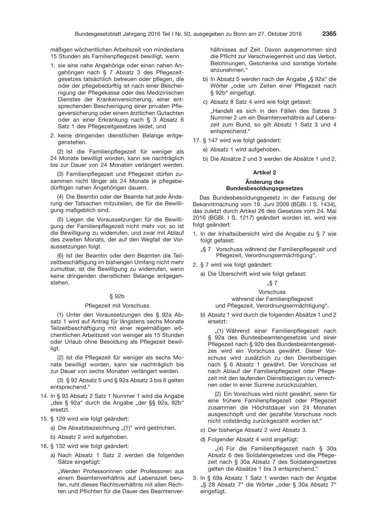 BGBl. 2016, Seite 2365 — Originalseite als Abbildung