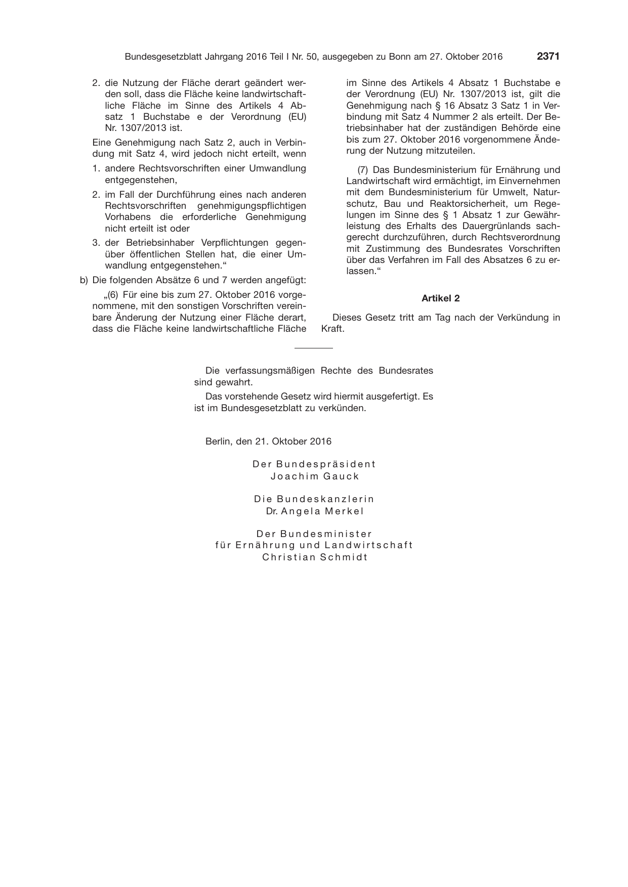 BGBl. 2016, Seite 2371 — Originalseite als Abbildung