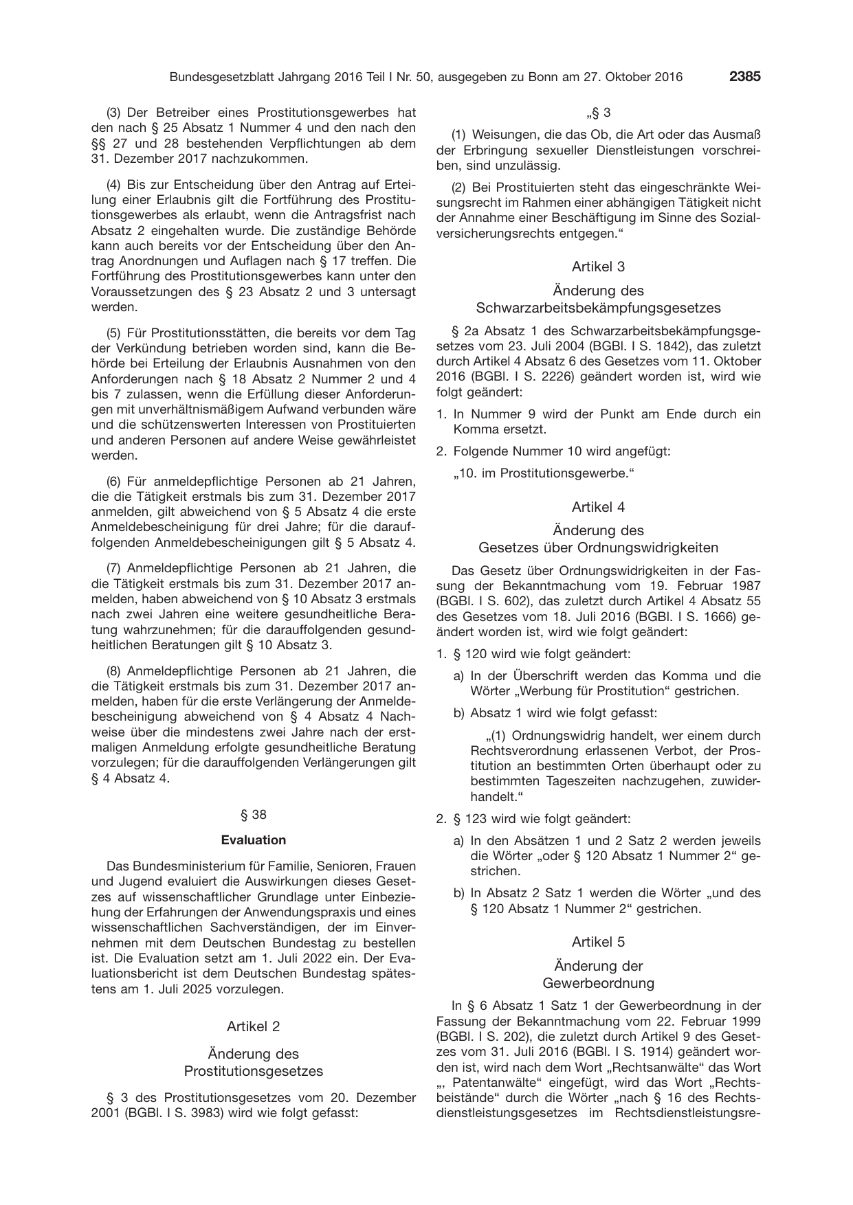 BGBl. 2016, Seite 2385 — Originalseite als Abbildung