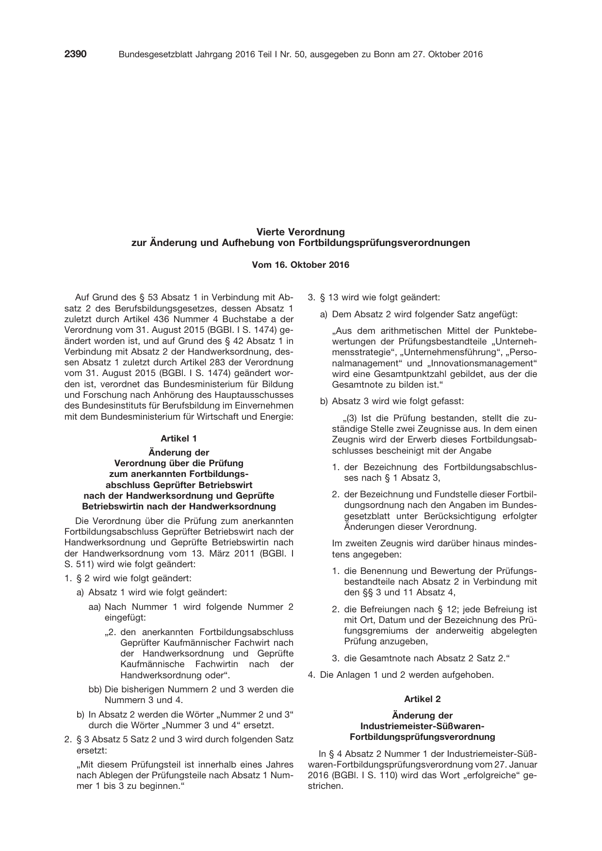 BGBl. 2016, Seite 2390 — Originalseite als Abbildung