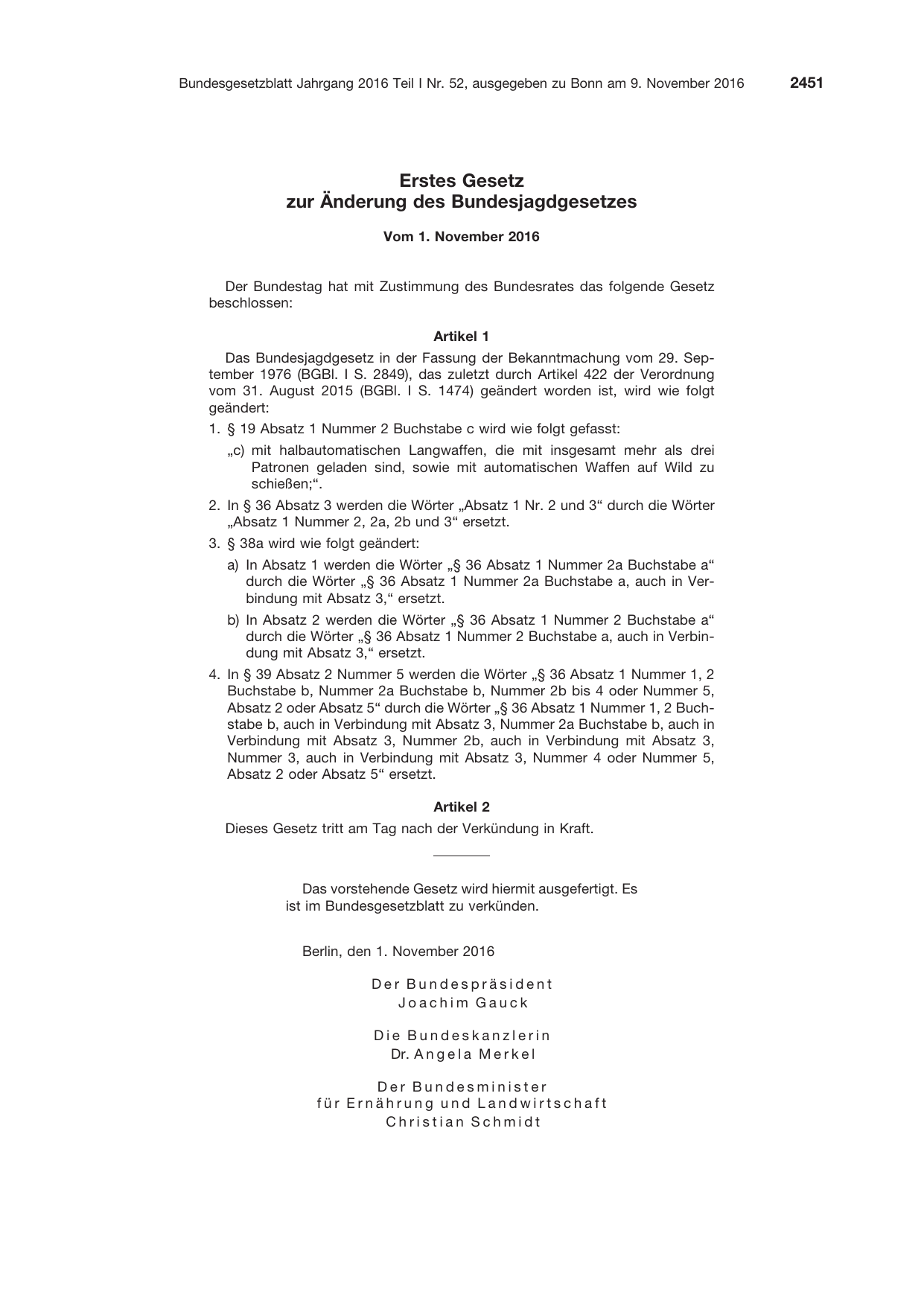 BGBl. 2016, Seite 2451 — Originalseite als Abbildung
