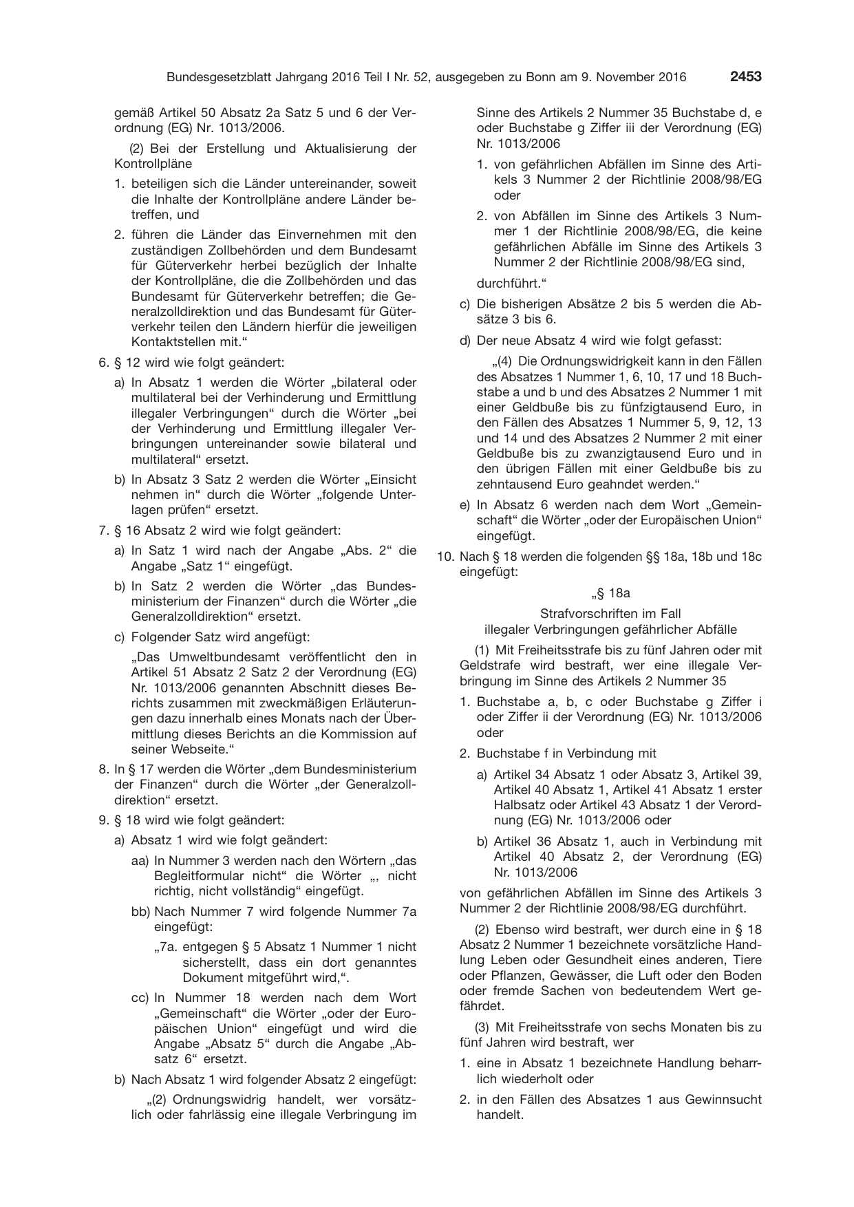 BGBl. 2016, Seite 2453 — Originalseite als Abbildung