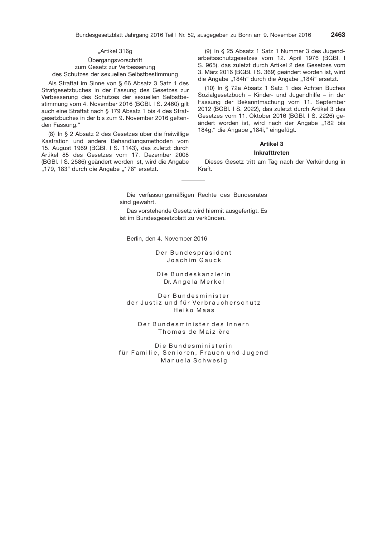 BGBl. 2016, Seite 2463 — Originalseite als Abbildung