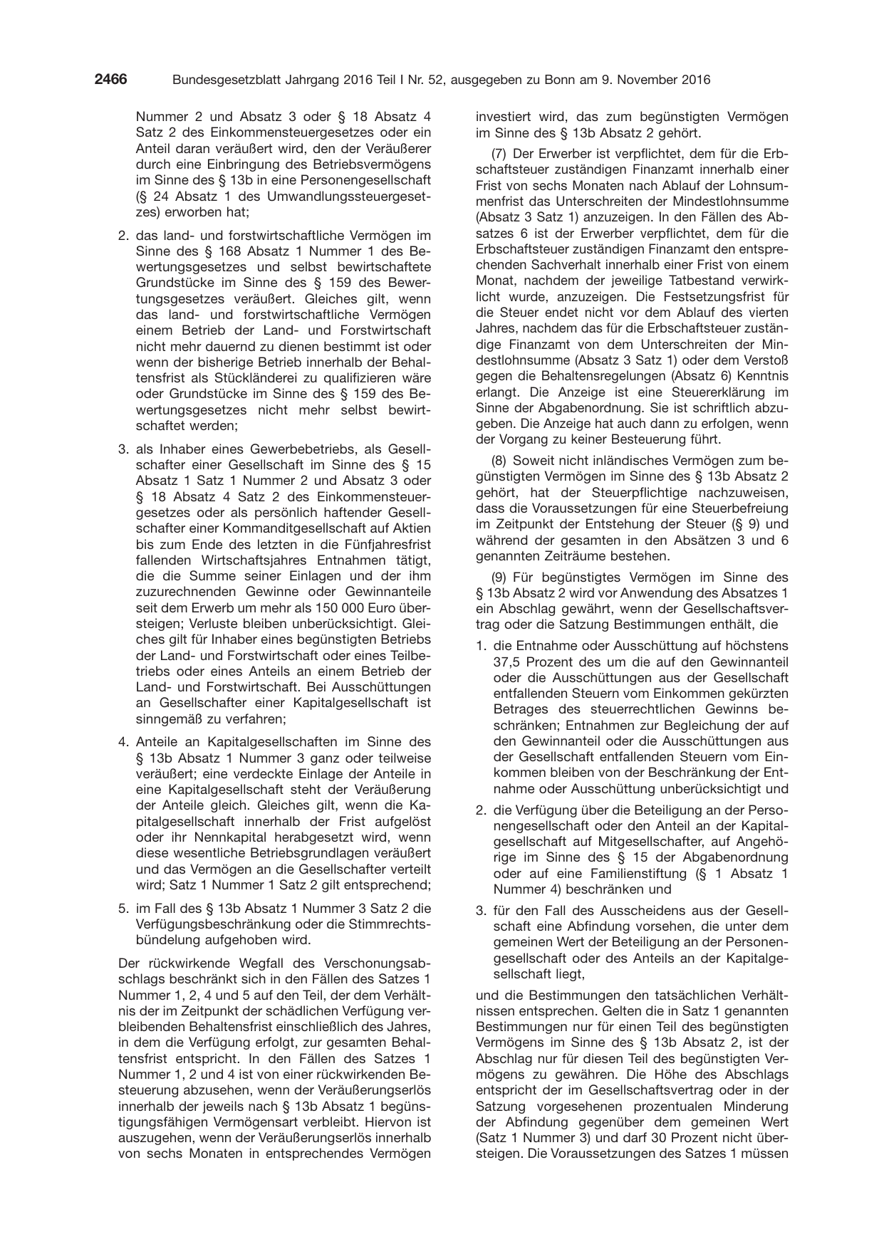 BGBl. 2016, Seite 2466 — Originalseite als Abbildung
