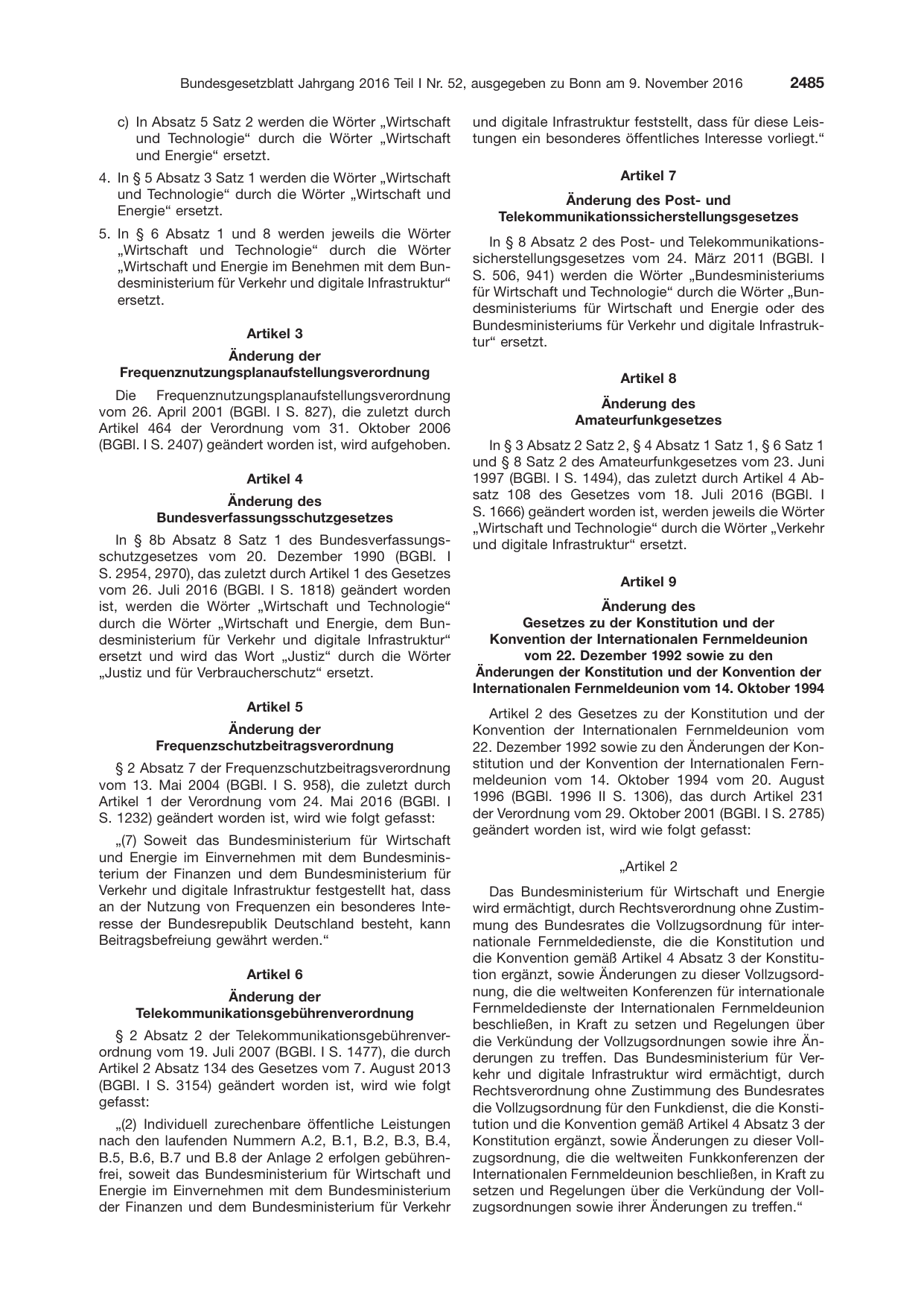 BGBl. 2016, Seite 2485 — Originalseite als Abbildung