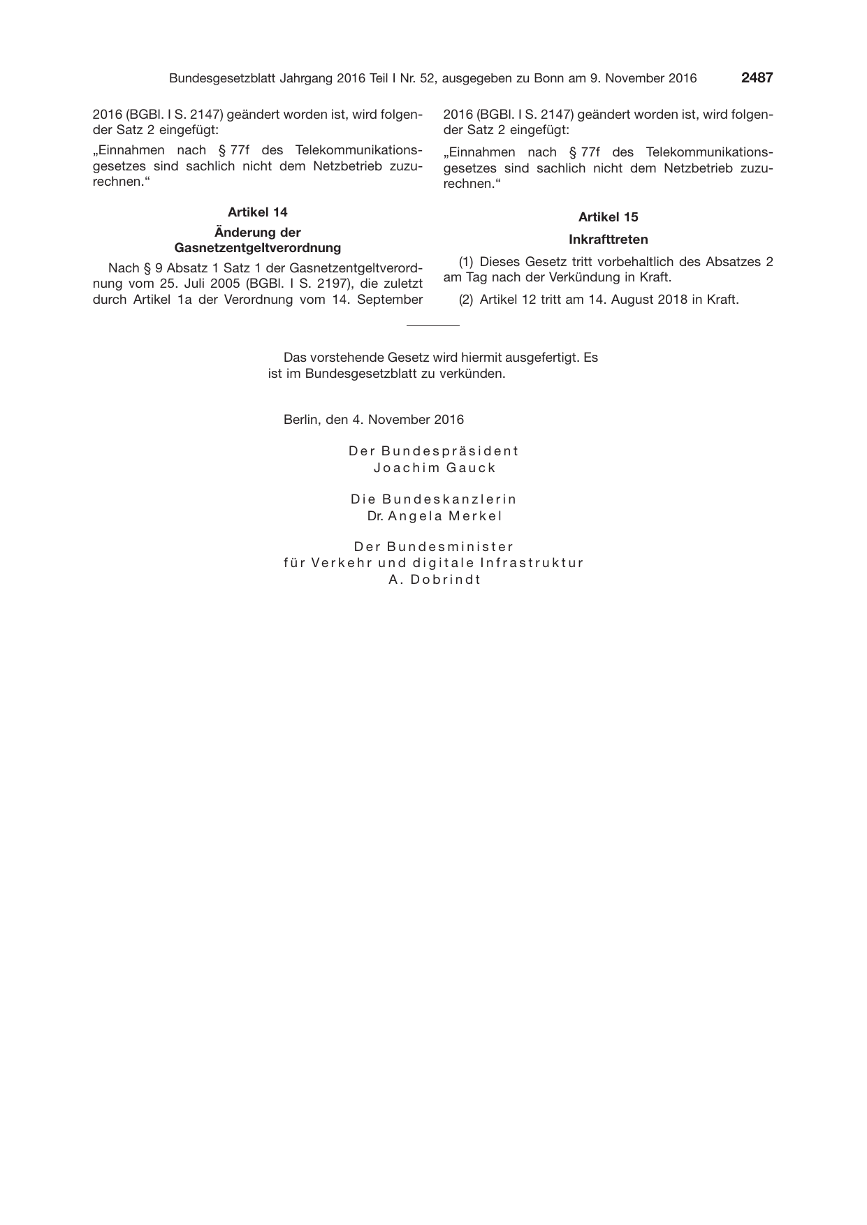 BGBl. 2016, Seite 2487 — Originalseite als Abbildung