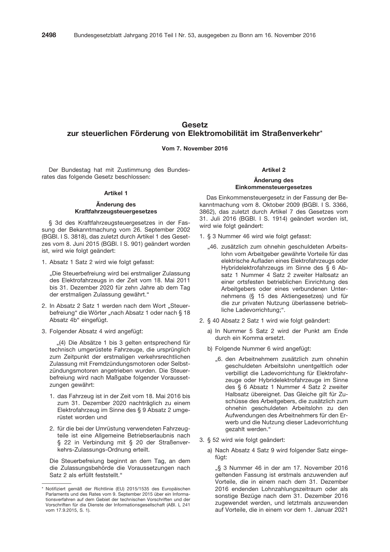 BGBl. 2016, Seite 2498 — Originalseite als Abbildung