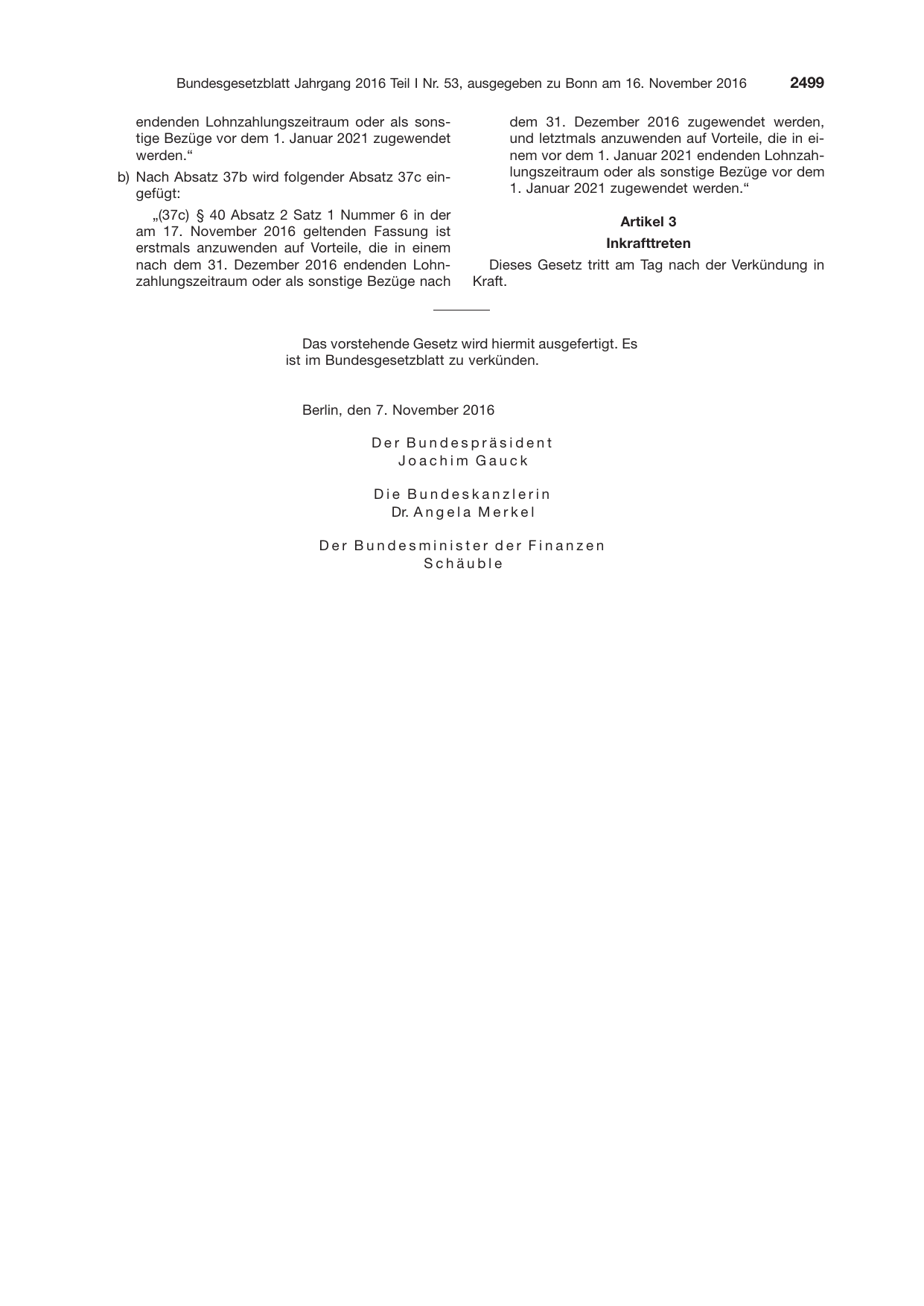 BGBl. 2016, Seite 2499 — Originalseite als Abbildung