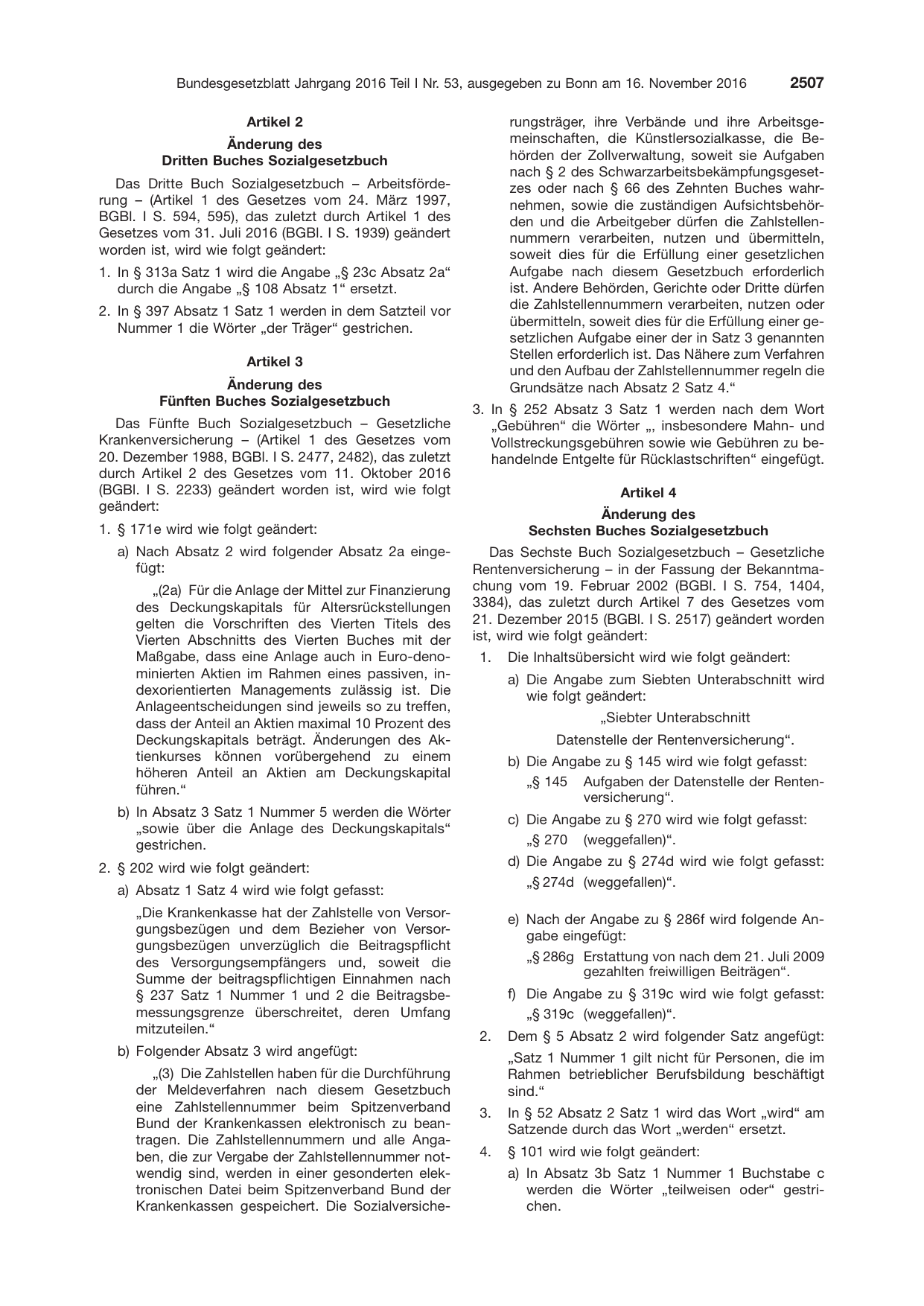 BGBl. 2016, Seite 2507 — Originalseite als Abbildung