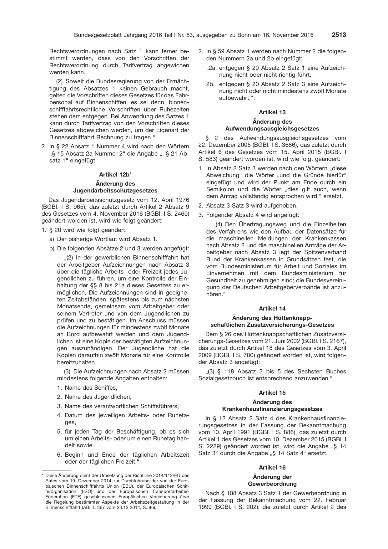 BGBl. 2016, Seite 2513 — Originalseite als Abbildung