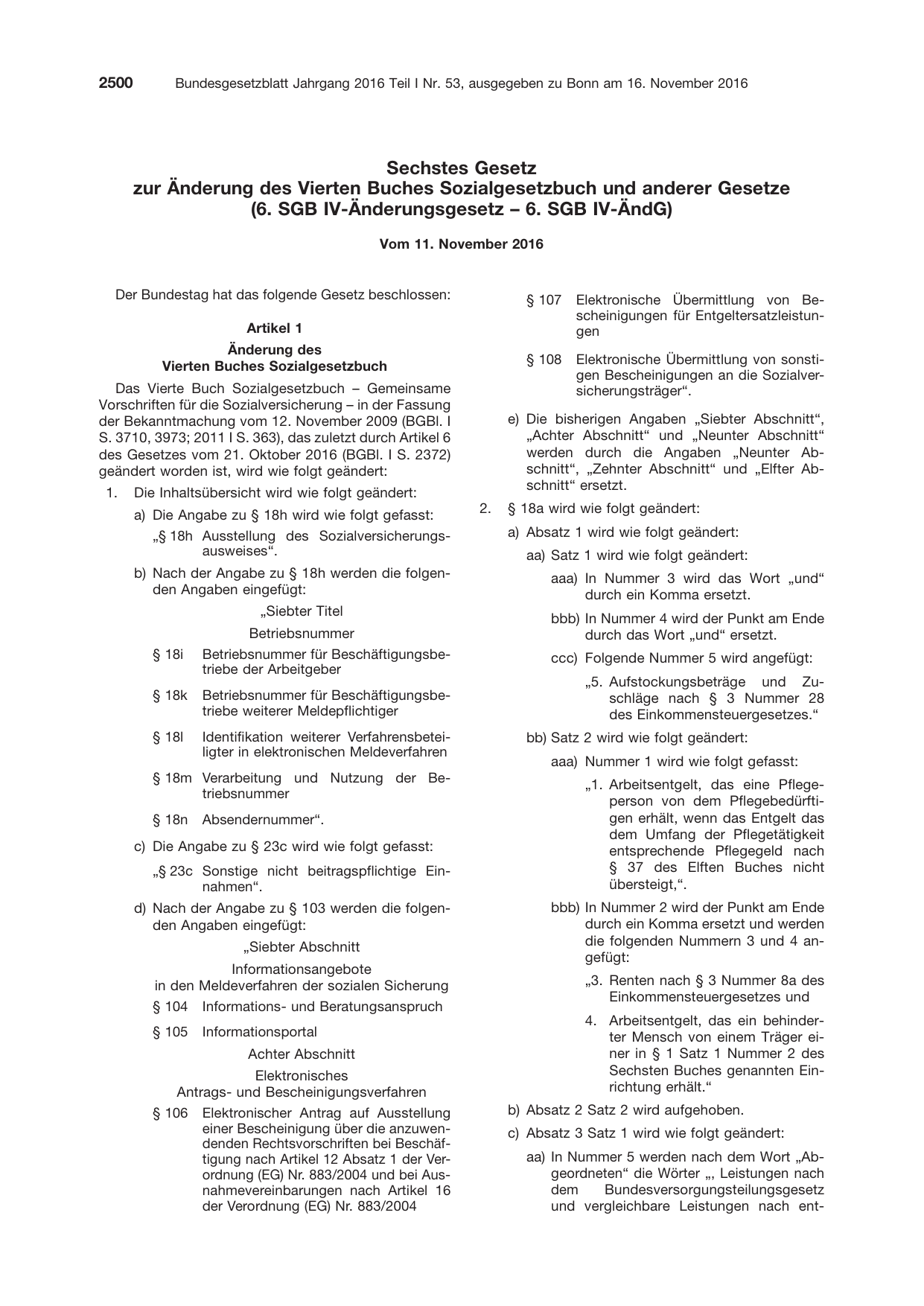 BGBl. 2016, Seite 2500 — Originalseite als Abbildung