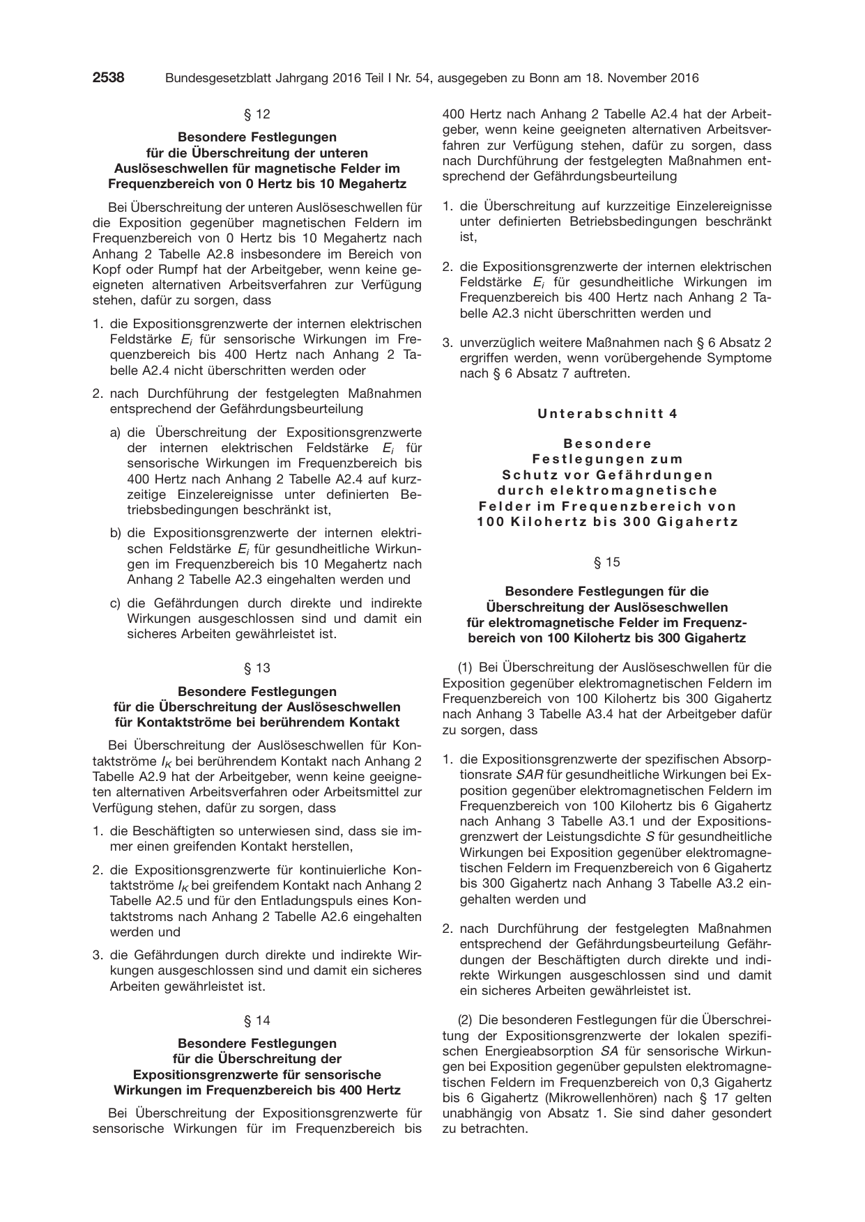BGBl. 2016, Seite 2538 — Originalseite als Abbildung