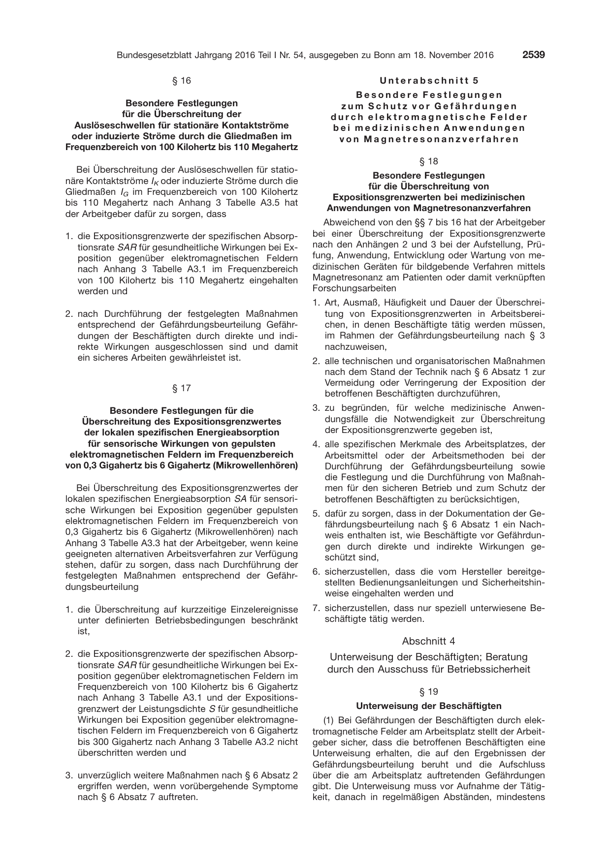 BGBl. 2016, Seite 2539 — Originalseite als Abbildung