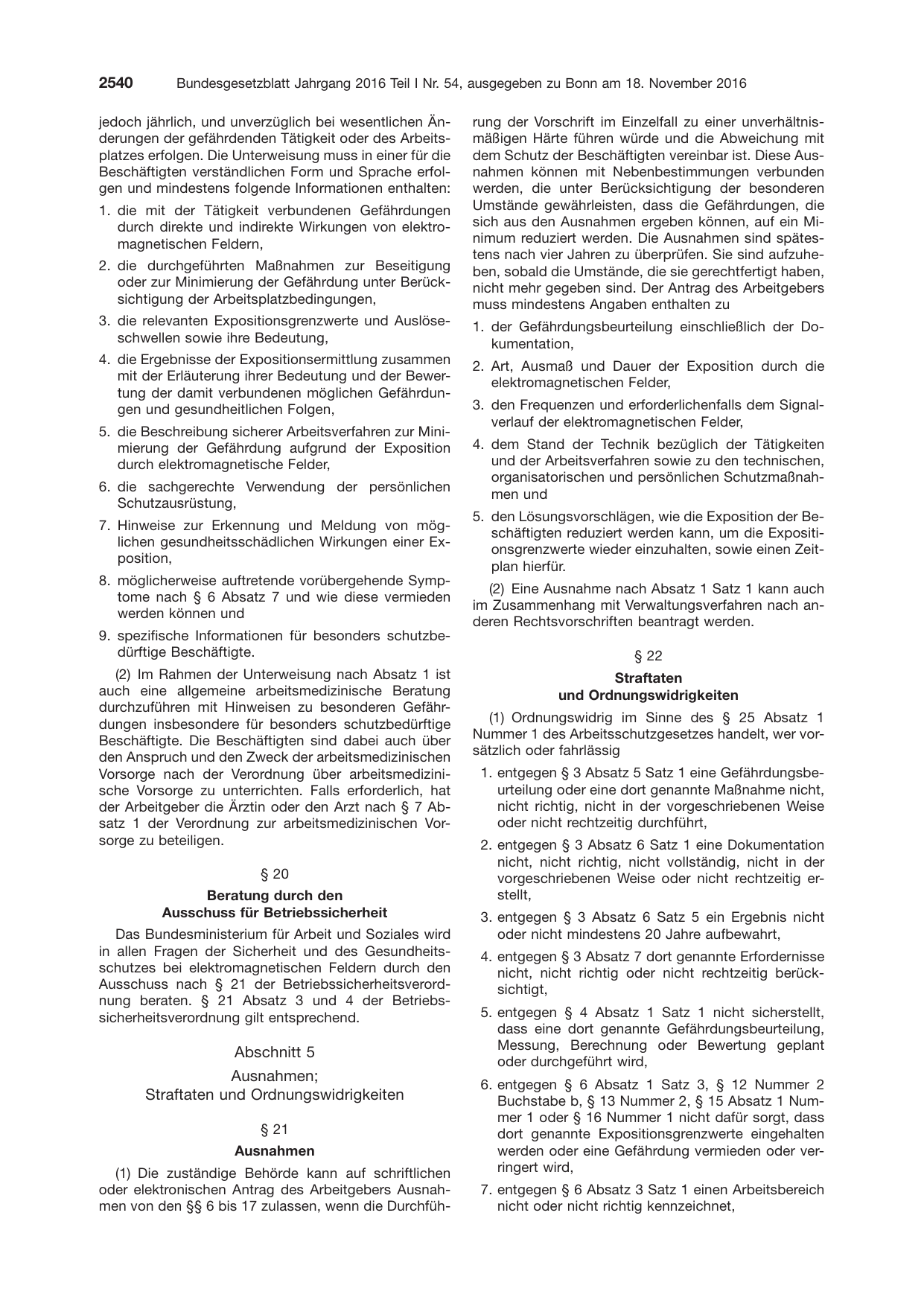 BGBl. 2016, Seite 2540 — Originalseite als Abbildung