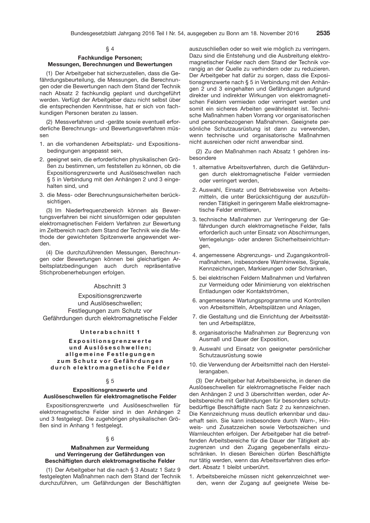 BGBl. 2016, Seite 2535 — Originalseite als Abbildung
