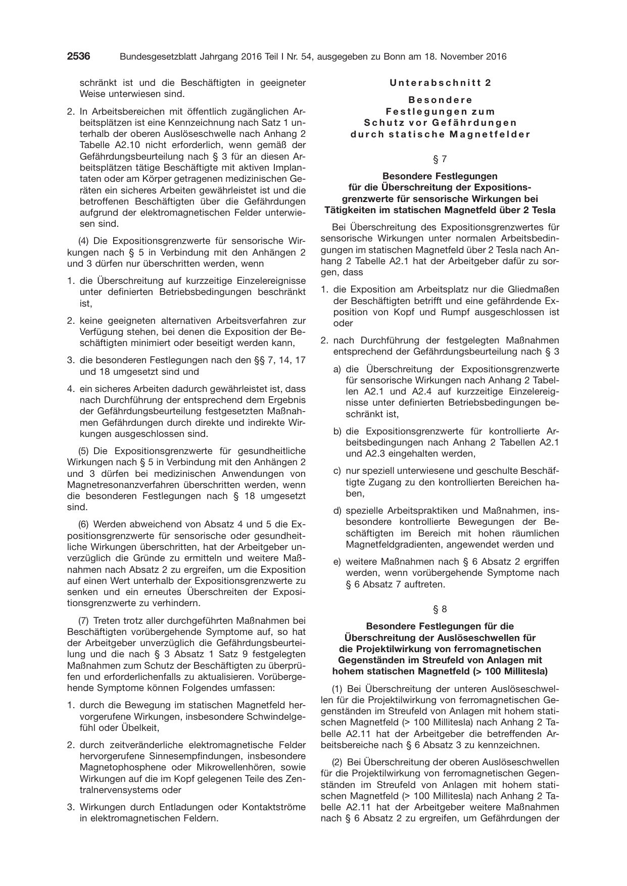 BGBl. 2016, Seite 2536 — Originalseite als Abbildung