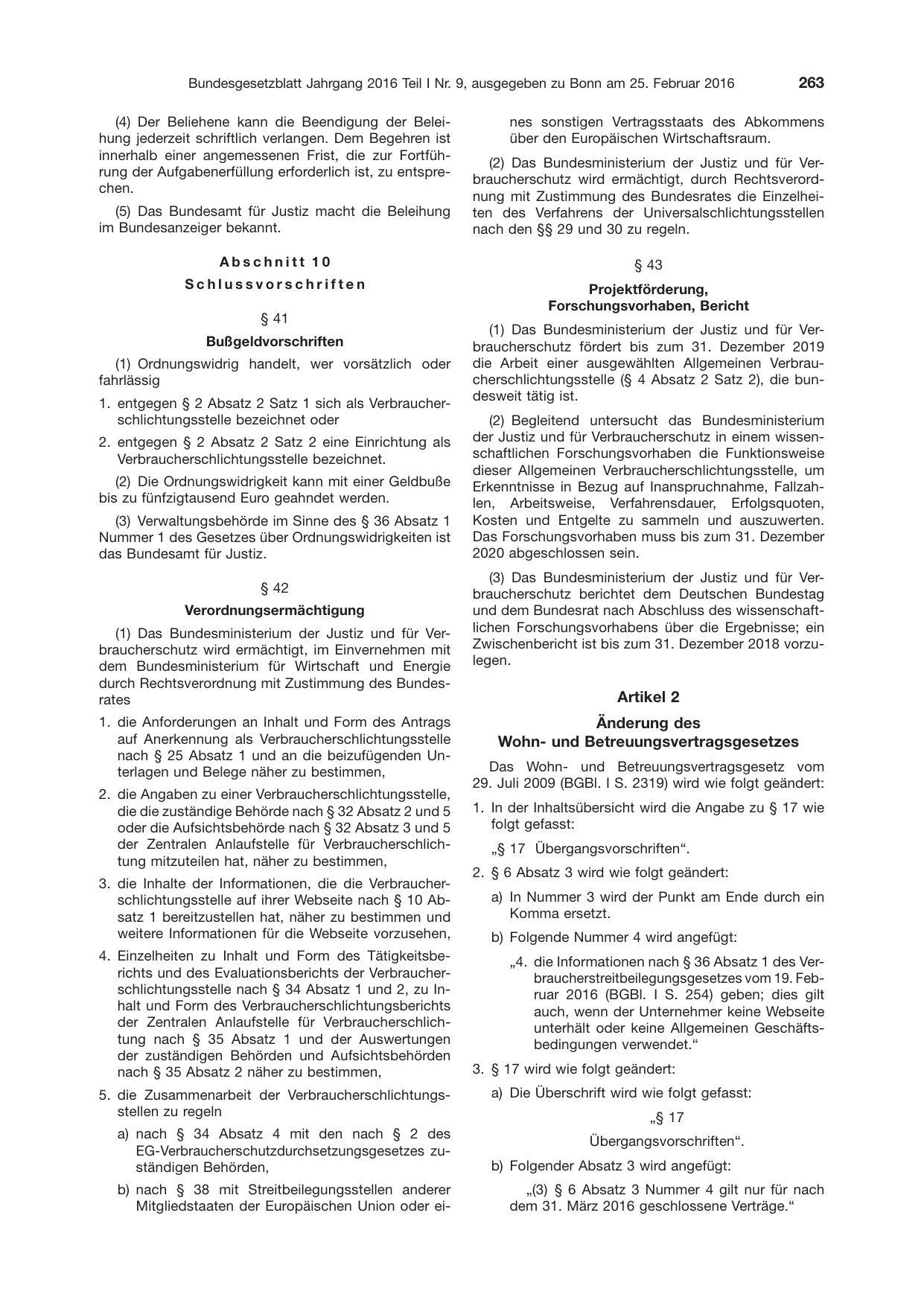 BGBl. 2016, Seite 263 — Originalseite als Abbildung