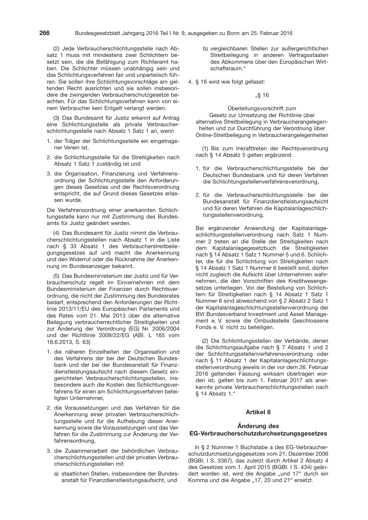 BGBl. 2016, Seite 266 — Originalseite als Abbildung