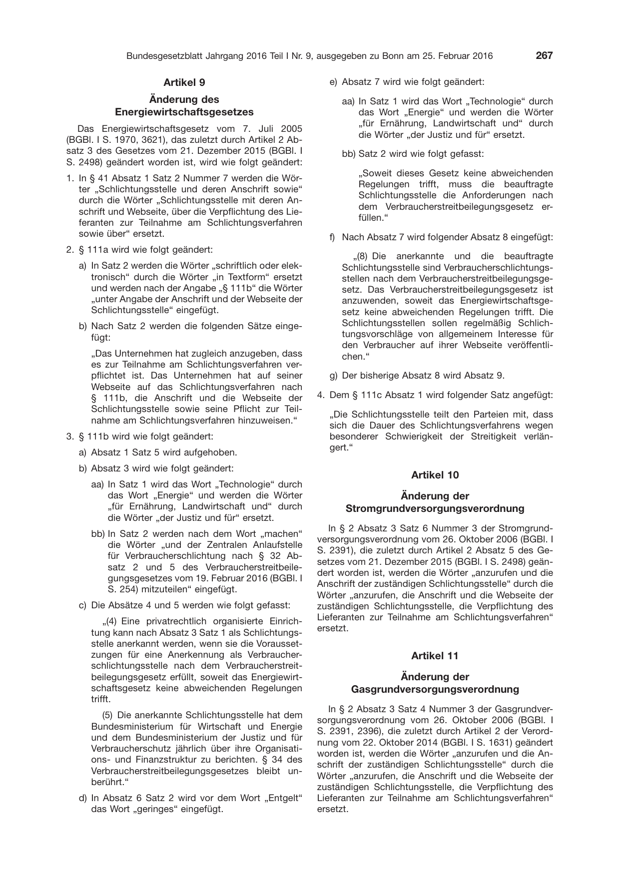 BGBl. 2016, Seite 267 — Originalseite als Abbildung