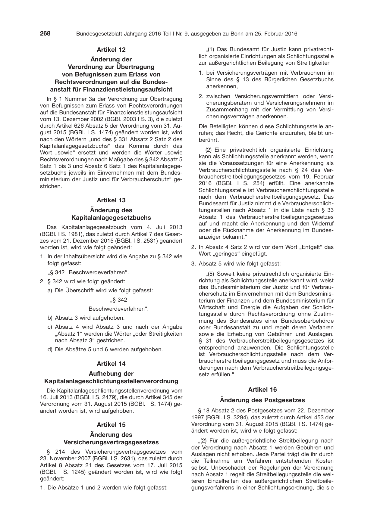 BGBl. 2016, Seite 268 — Originalseite als Abbildung