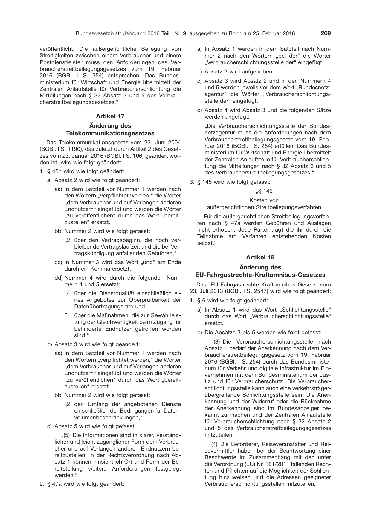 BGBl. 2016, Seite 269 — Originalseite als Abbildung