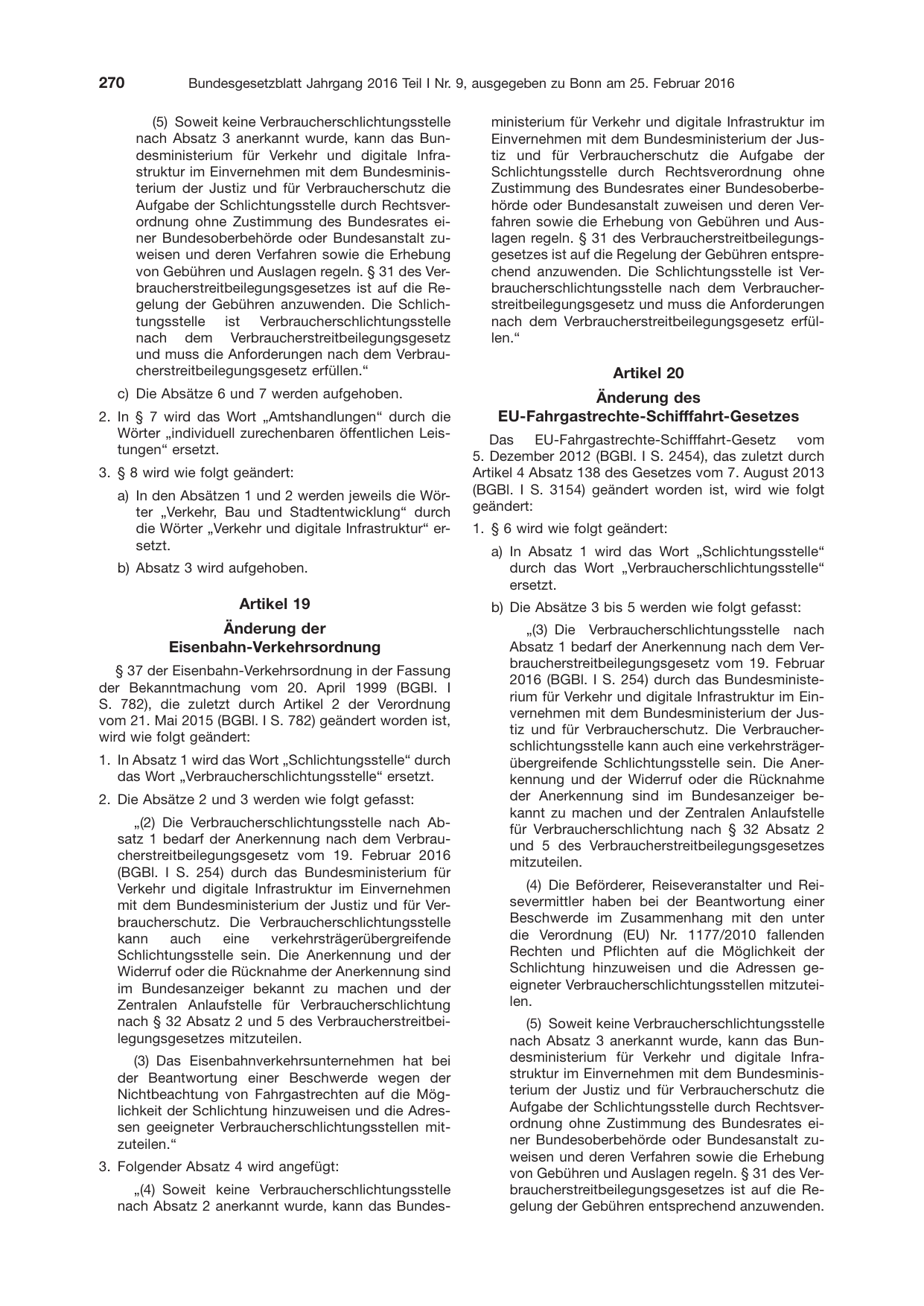BGBl. 2016, Seite 270 — Originalseite als Abbildung