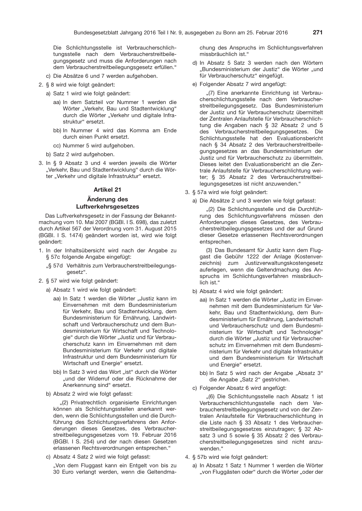 BGBl. 2016, Seite 271 — Originalseite als Abbildung
