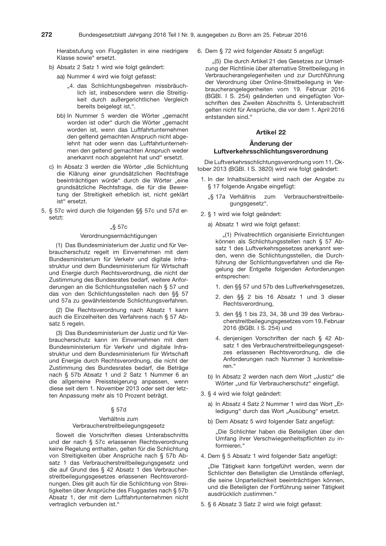 BGBl. 2016, Seite 272 — Originalseite als Abbildung
