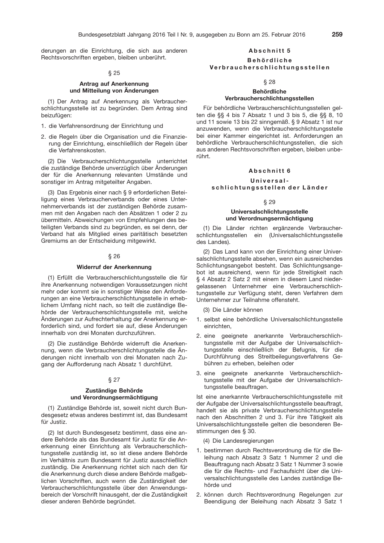 BGBl. 2016, Seite 259 — Originalseite als Abbildung