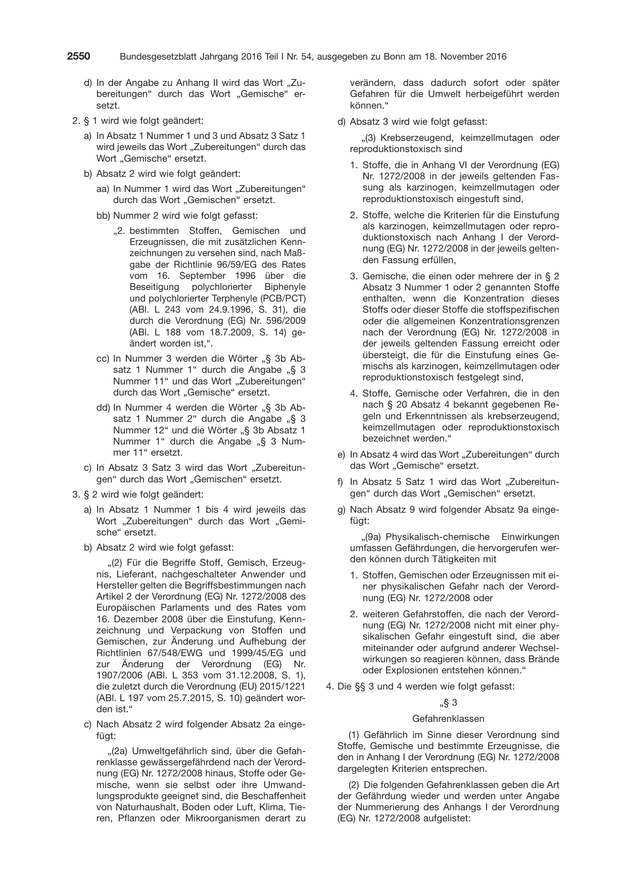 BGBl. 2016, Seite 2550 — Originalseite als Abbildung