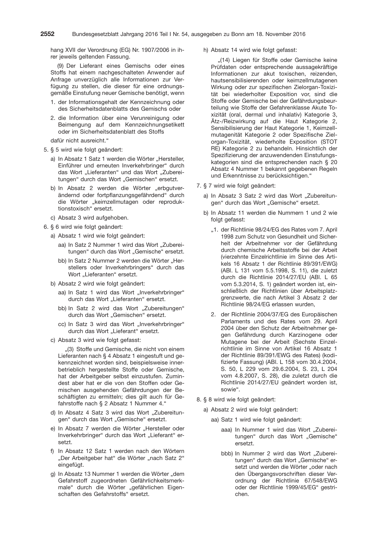 BGBl. 2016, Seite 2552 — Originalseite als Abbildung